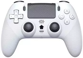 Wigento Wireless Gaming Controller f&uuml;r PS5/PS5 Pro/PS5 Slim, OLED-Display, Makro, Turbo, wei&szlig;