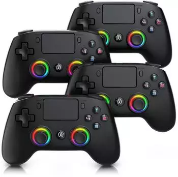 CSL Wireless Gamepad f&uuml;r PS4 & PC, Dual Vibration, Touchpad, 4er-Set (308231)