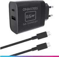 Oniverse AC-Adapter 65W, Doppel-USB-C- und USB-A-Anschluss - Ladeger&auml;t f&uuml;r...