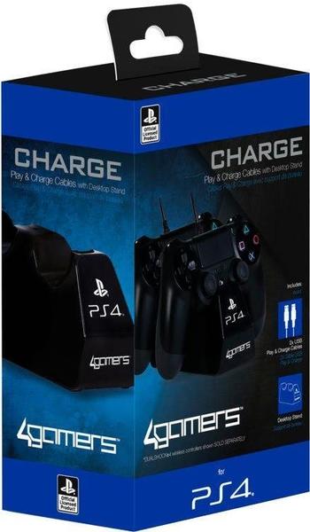 4Gamers PS4 Twin Play 'n' Charge Kabel mit Desktop Stand (weiß)