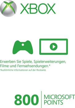 Microsoft Xbox Live 800 Points Card