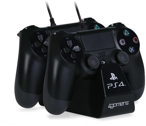 4Gamers PS4 Twin Play 'n' Charge Kabel mit Desktop Stand (schwarz)