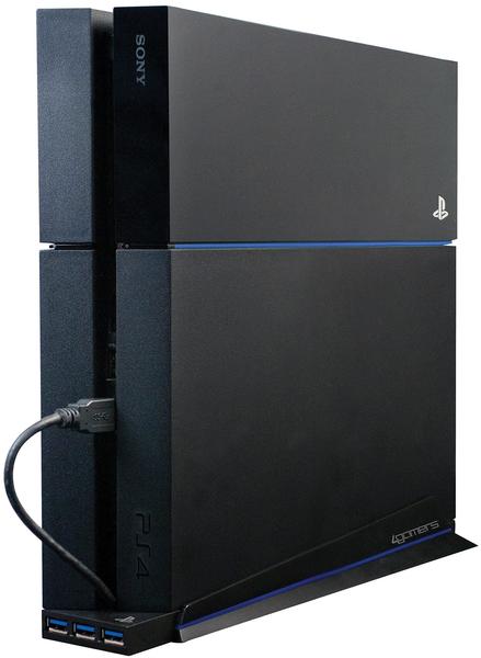 4Gamers PS4 Vertical Stand 'n' USB Hub (schwarz)