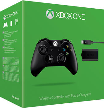Microsoft Xbox One Wireless Controller + Play & Charge Kit (2015) (schwarz)