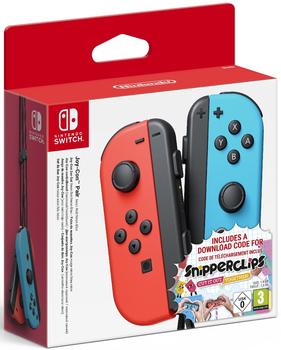 Nintendo Switch Joy-Con 2er-Set neon-rot/neon-blau + Snipperclips: Zusammen schneidet man am besten ab!