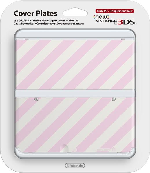 Nintendo New 3DS Zierblenden rosa-weiß gestreift