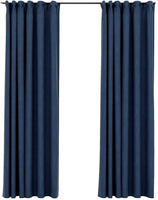 Verdunkelungsvorh&auml;nge Haken Leinenoptik 2 Stk. Blau 140x225cm Vidaxl