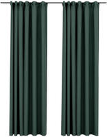 Vidaxl Linen-look Blackout Curtains With Hooks 2 Pcs Green 140x245 Cm