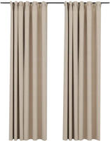 vidaXL Verdunkelungsvorh&auml;nge Haken Leinenoptik 2 Stk. Beige 140x245 cm