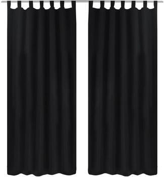 vidaXL Vorhänge Gardinen aus Satin 2-teilig 140 x 225 cm Schwarz (130354)