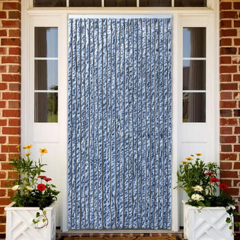 vidaXL Insektenschutz-Vorhang Blau Weiß Silbern 100x220cm Chenille (284275)