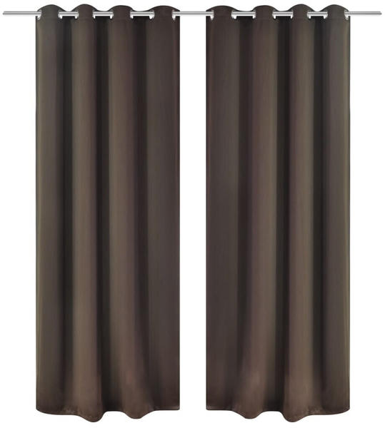 vidaXL Verdunkelungs-Vorhänge mit Metallringen 135 x 245 cm Braun blackout (130371)