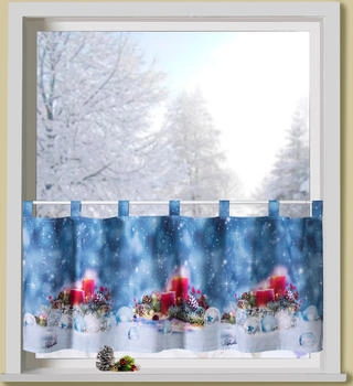 Weckbrodt Weckbrodt rote Kerzen Schlaufen (1 St) blickdicht Microfaser Bistro Microsatin Weihnachten HxB 45x120cm Gardine Store