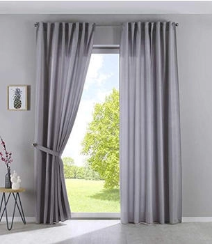 Gardinenbox Schlaufengardine Silber Textil 140x225 cm Oeko-Tex® Standard 100 Wohntextilien Fertiggardinen Schlaufenschals (800001080449)