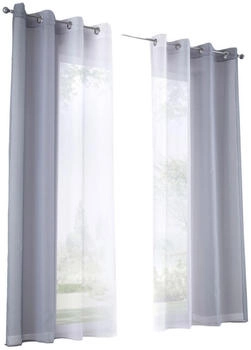 Gardinenbox Vorhang Grau Textil 140x225 cm Oeko-Tex® Standard 100 Wohntextilien Fertiggardinen Ösenschals (800000797174)
