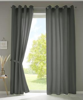 Gardinenbox Vorhang Dunkelgrau Textil 140x225x1 cm Oeko-Tex® Standard 100 Wohntextilien Fertiggardinen (800000797182)