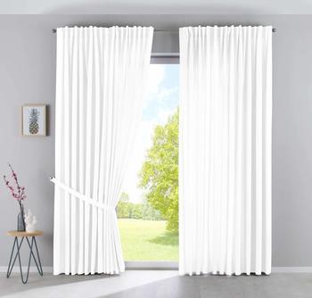 Gardinenbox Schlaufengardine Weiß Textil 300x250 cm Oeko-Tex® Standard 100 Wohntextilien Fertiggardinen Schlaufenschals (800001080457)