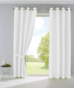 Gardinenbox Vorhang Weiß Textil 140x225 cm Oeko-Tex® Standard 100 Wohntextilien Fertiggardinen Ösenschals (800000673387)