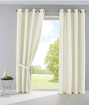 Gardinenbox Vorhang Creme Textil 140x225 cm Oeko-Tex® Standard 100 Wohntextilien Fertiggardinen Ösenschals (800000673381)