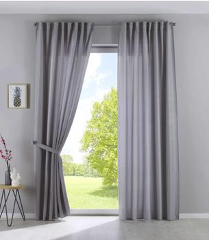 Gardinenbox Schlaufengardine Silber Textil 140x145 cm Oeko-Tex® Standard 100 Wohntextilien Fertiggardinen Schlaufenschals (800001080445)