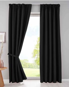 Gardinenbox Vorhang Schwarz Textil 140x225 cm Oeko-Tex® Standard 100 Wohntextilien Fertiggardinen Fertiggardinen (800000552487)