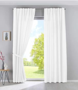 Gardinenbox Schlaufengardine Weiß Textil 140x250 cm Oeko-Tex® Standard 100 Wohntextilien Fertiggardinen Schlaufenschals (800001080444)