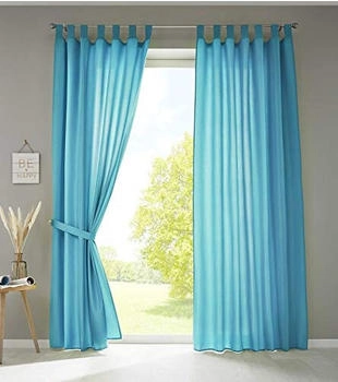 Gardinenbox Vorhang Türkis Textil 140x245 cm Oeko-Tex® Standard 100 Wohntextilien Fertiggardinen Schlaufenschals (800000678198)