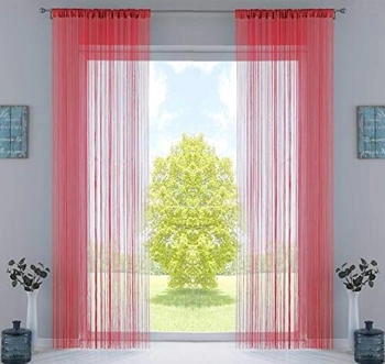 Gardinenbox Fadengardine Rot Textil 140x250 cm Oeko-Tex® Standard 100 Wohntextilien Fertiggardinen Fadenvorhänge (800000967129)