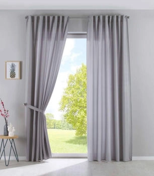 Gardinenbox Schlaufengardine Silber Textil 140x250 cm Oeko-Tex&reg; Standard 100 Wohntextilien Fertiggardinen Schlaufenschals (800001080448)