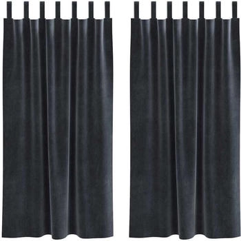 vidaXL Vorh&auml;nge mit Vorh&auml;ngen 2 pcs Dunkelgrau 140 x 175 cm Samt (4107234)