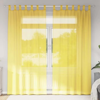 vidaXL Voile Vorhänge mit Schlaufen 2 Stk. Gelb 140x245 cm (4102319)