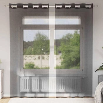 vidaXL Voile Vorhänge mit Ösen 2 Stk. Schwarz 140x225 cm (4102061)