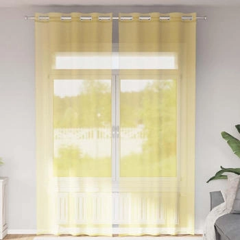 vidaXL Voile Vorhänge mit Ösen 2 Stk. Gelb (4102136)