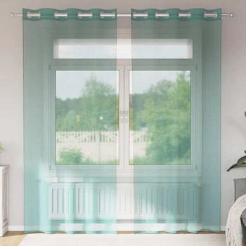 vidaXL Voile Vorhänge mit Ösen 2 Stk. Türkis (4102146)