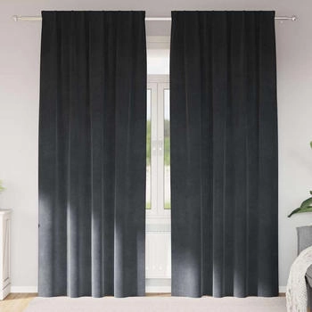vidaXL Vorhänge mit Vorhängen 2 pcs Hellgrau 140 x 245 cm Samt (4107261)