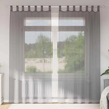 vidaXL Voile Vorhänge mit Schlaufen 2 Stk. Dunkelgrau 140x245 cm (4102274)