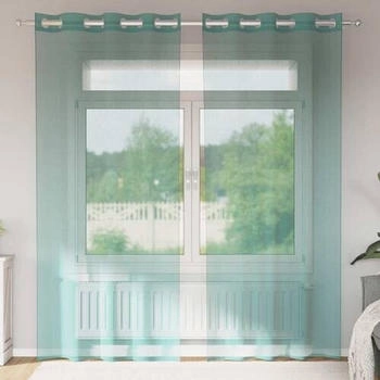 vidaXL Voile Vorhänge mit Ösen 2 Stk. Türkis (4102145)