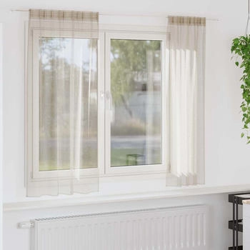 vidaXL Voile-Vorhang mit Vorh&auml;ngen 2 pcs Sand 140x175cm Polyester (4108018)