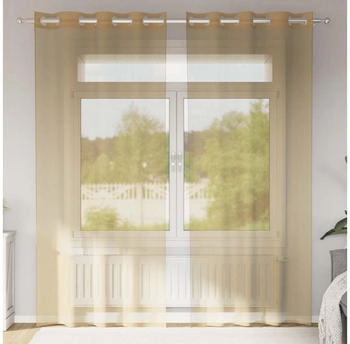 vidaXL Voile Vorhänge mit Ösen 2 Stk. Sandfarbe (4102122)