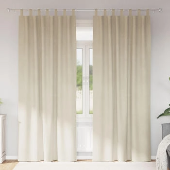 vidaXL Vorh&auml;nge mit Vorh&auml;ngen 2 pcs Creme 140 x 225 cm Samt (4107190)