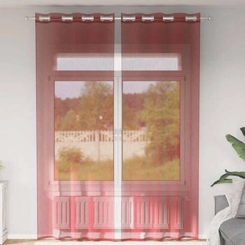vidaXL Voile Vorhänge mit Ösen 2 Stk. Weinrot (4102160)
