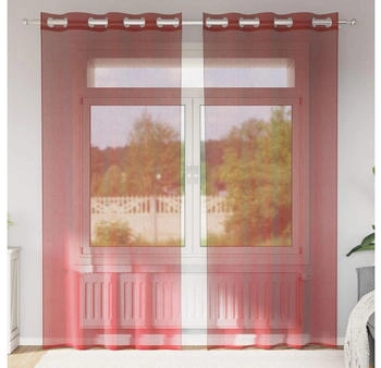 vidaXL Voile Vorhänge mit Ösen 2 Stk. Weinrot (4102157)