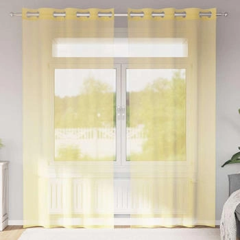 vidaXL Voile Vorhänge mit Ösen 2 Stk. Gelb (4102133)