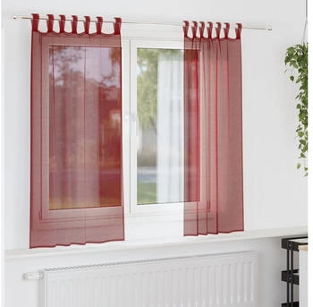 vidaXL Voile Vorhänge mit Stangentaschen 2 Stk. Weinrot (4102247)