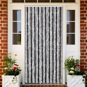 vidaXL Fliegenvorhang Grau und Schwarz 90x200 cm Chenille (377327)