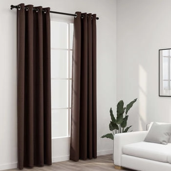 vidaXL Verdunkelungsvorhänge Ösen Leinenoptik 2 Stk. Taupe 140x245 cm (321202)