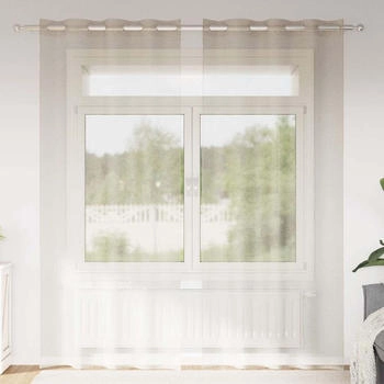vidaXL Voile-Vorhang mit Vorhängen 2 pcs Sand 140x225cm Polyester (4107994)