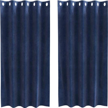 vidaXL Vorh&auml;nge mit Vorh&auml;ngen 2 pcs Dunkelblau 140 x 175 cm Samt (4107194)