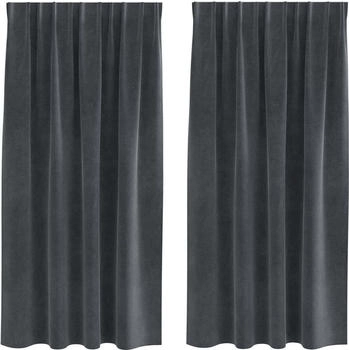 vidaXL Vorhänge mit Vorhängen 2 pcs Hellgrau 140 x 175 cm Samt (4107259)