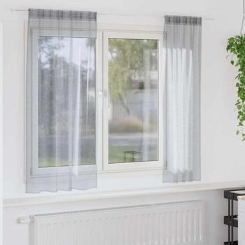 vidaXL Voile-Vorhang 2 pcs Dunkelgrau 140x175cm Polyester (4108028)